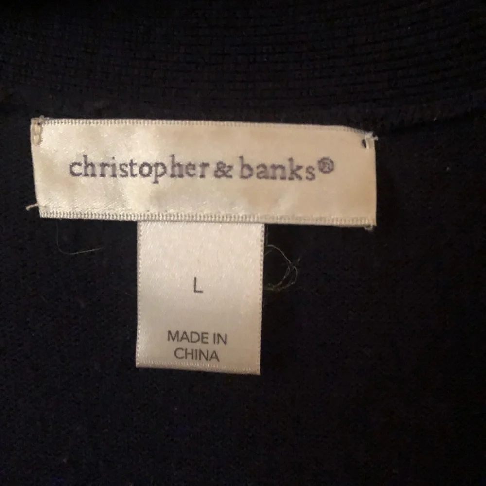 Christopher & Banks Navy Ribbed Cardigan - Picture 3 of 8